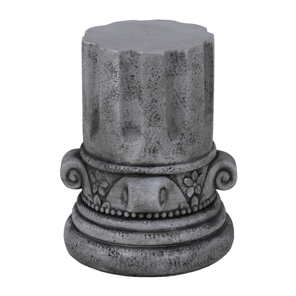 Outdoor End Table, Round Side Table For Patio And Garden - Antique Gray