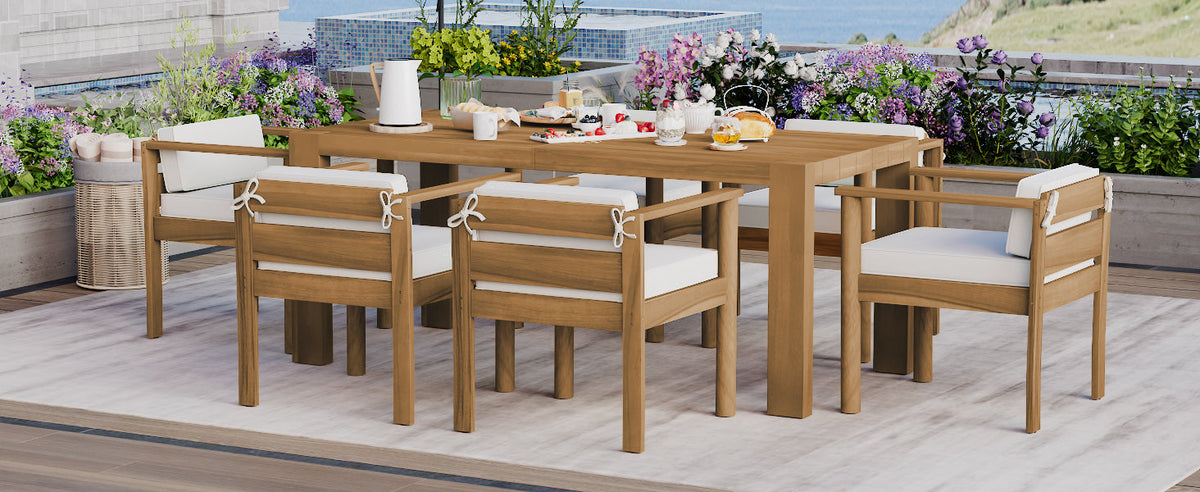 TREXM 7-Piece Patio Dining Table Set for 6
