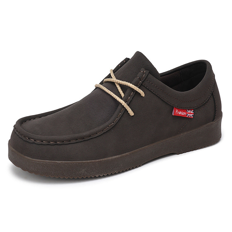 Men's British-Style Suede Casual Shoes – Low-Top Breathable Goodyear Welt Loafer
