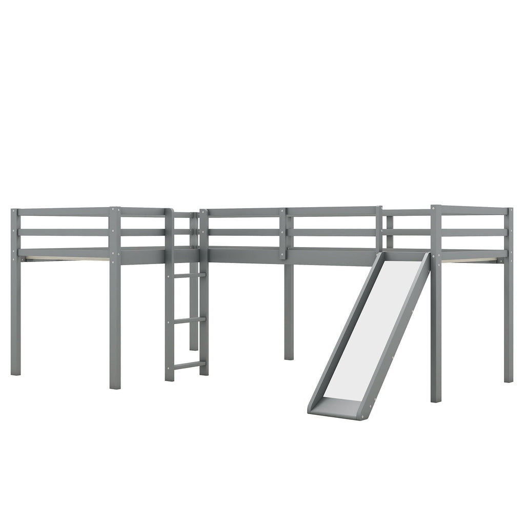 L Shaped Loft Bed With Ladder And Slide