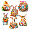 Eggs and Bunnies Decorative Eco Wood Magnets Set of 6 by G. Debrekht - Easter Decor - 8090057G-S6