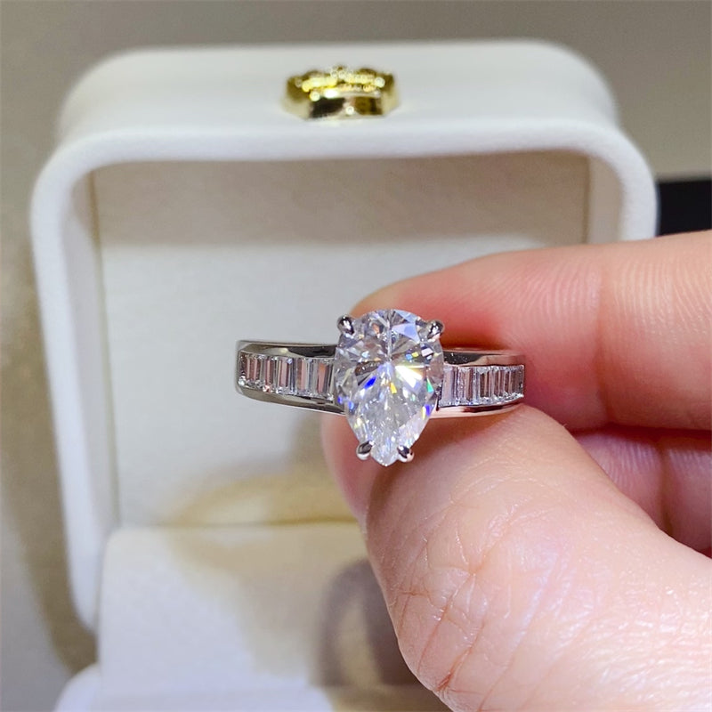 3 Carat Pear-Cut Sparkala™ Pure Sterling Silver Ring