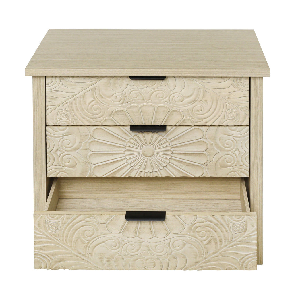3 Drawer Cabinet - Natural Wood Finish