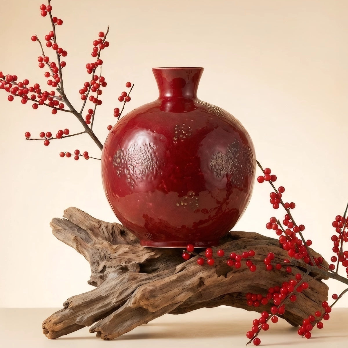 Chinese-Style Big Belly Ceramic Vase – Perfect for Ikebana & Traditional Arrangements