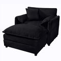 Oversized Chair With Movable Ottoman, Soft Upholstered Lounge Chair