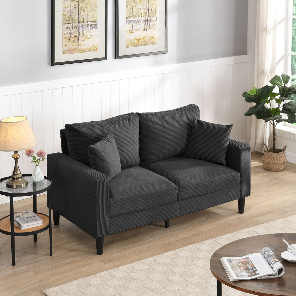 Modern Upholstered Loveseat Sofa, High Resilience
