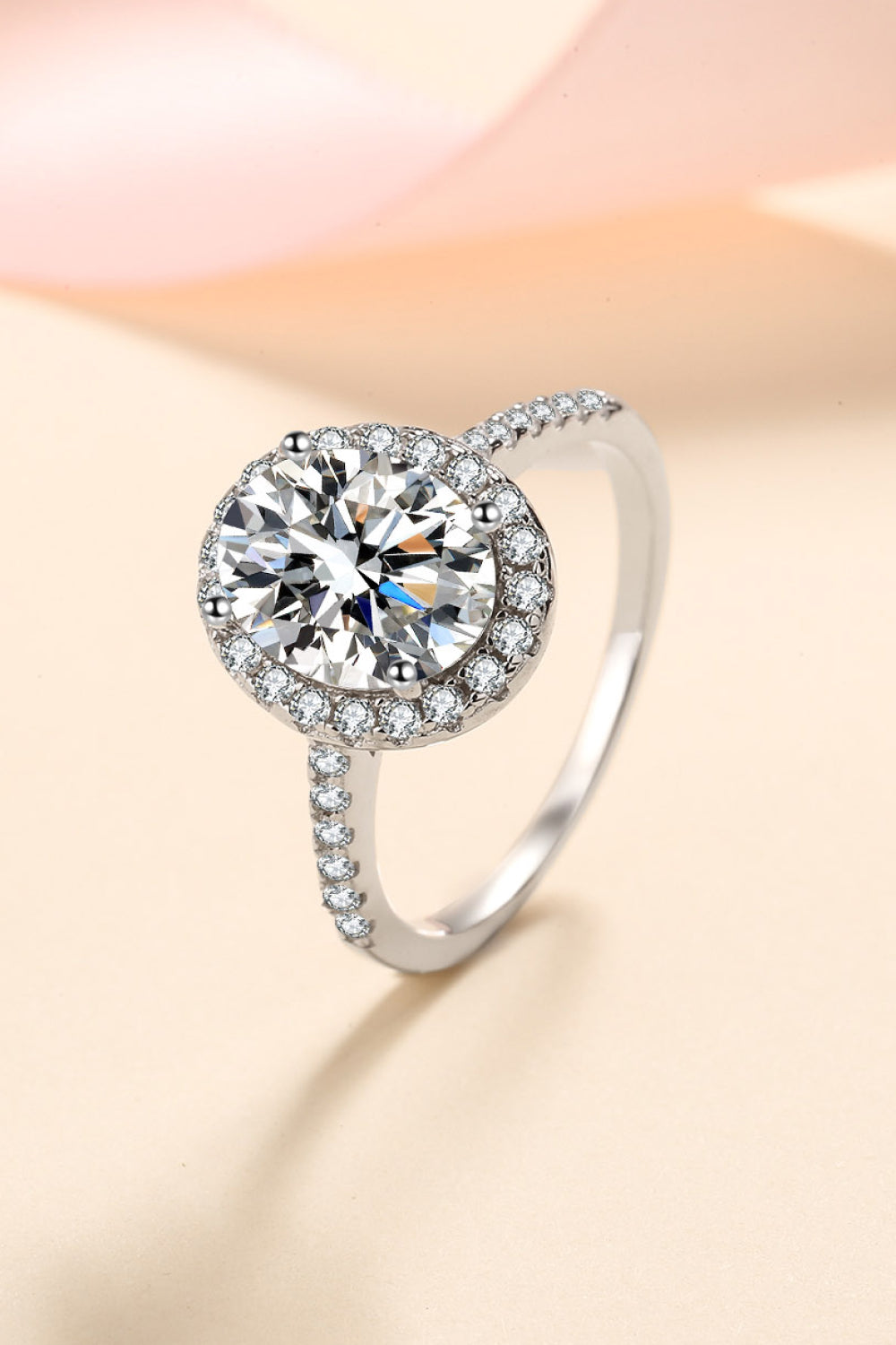 2 Carat Oval-Cut Sparkala™ 925 Sterling Silver Halo Ring