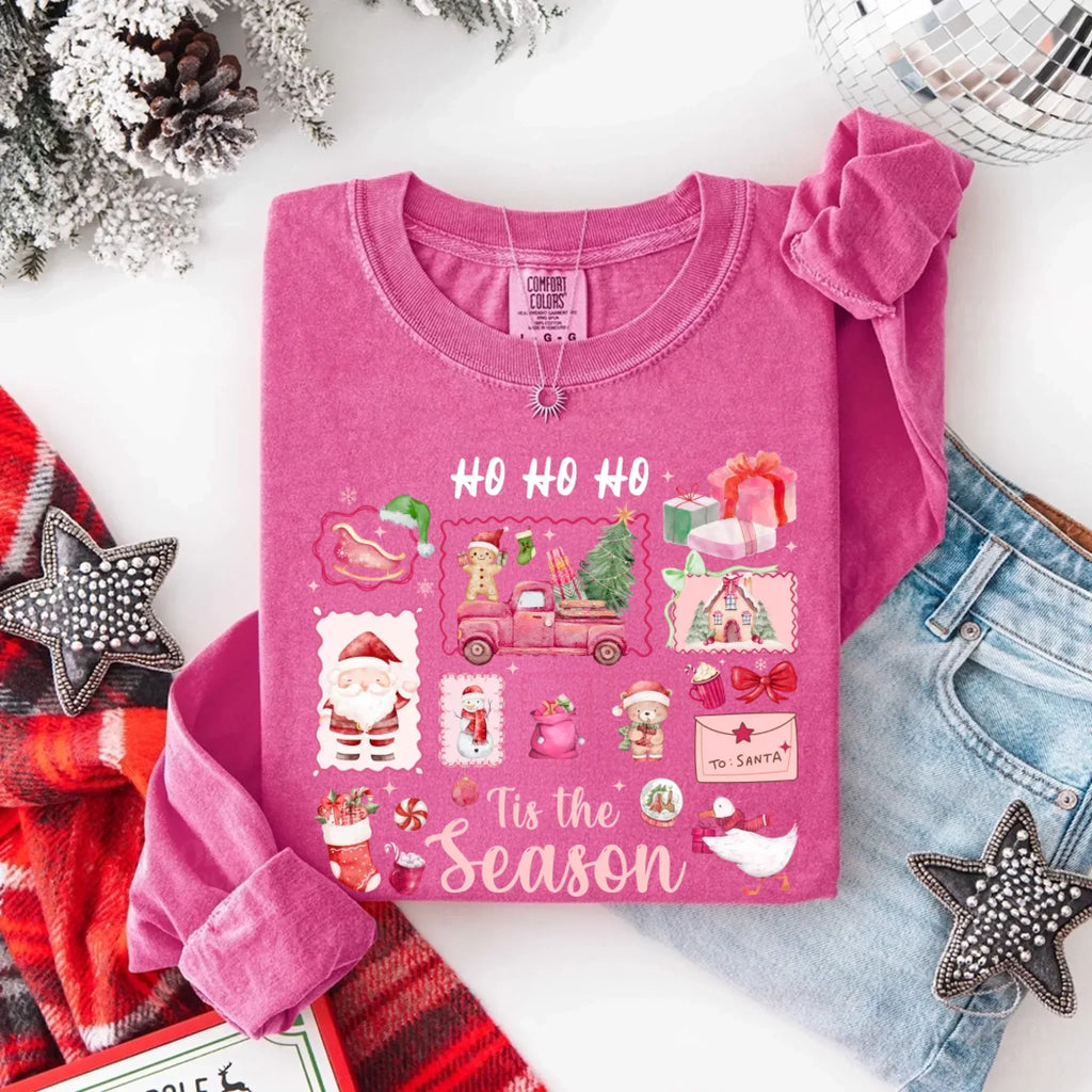 Comfort Colors Long Sleeve Ho Ho Ho Tis The Season Christmas Shirt