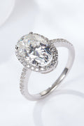 4.5 Carat Oval-Cut Sparkala™ Halo Ring (Platinum Over Pure Sterling Silver)
