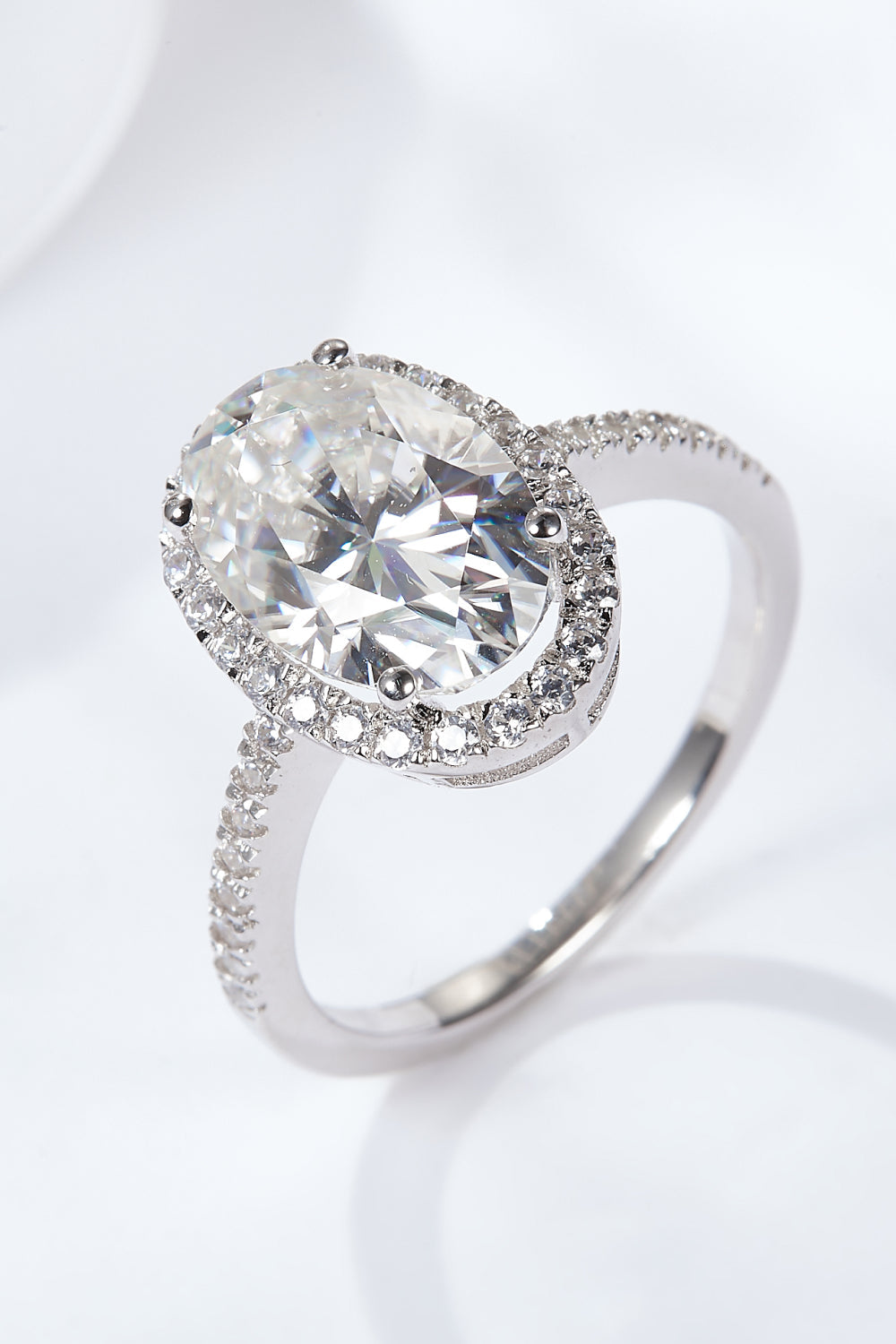 4.5 Carat Oval-Cut Sparkala™ Halo Ring (Platinum Over Pure Sterling Silver)