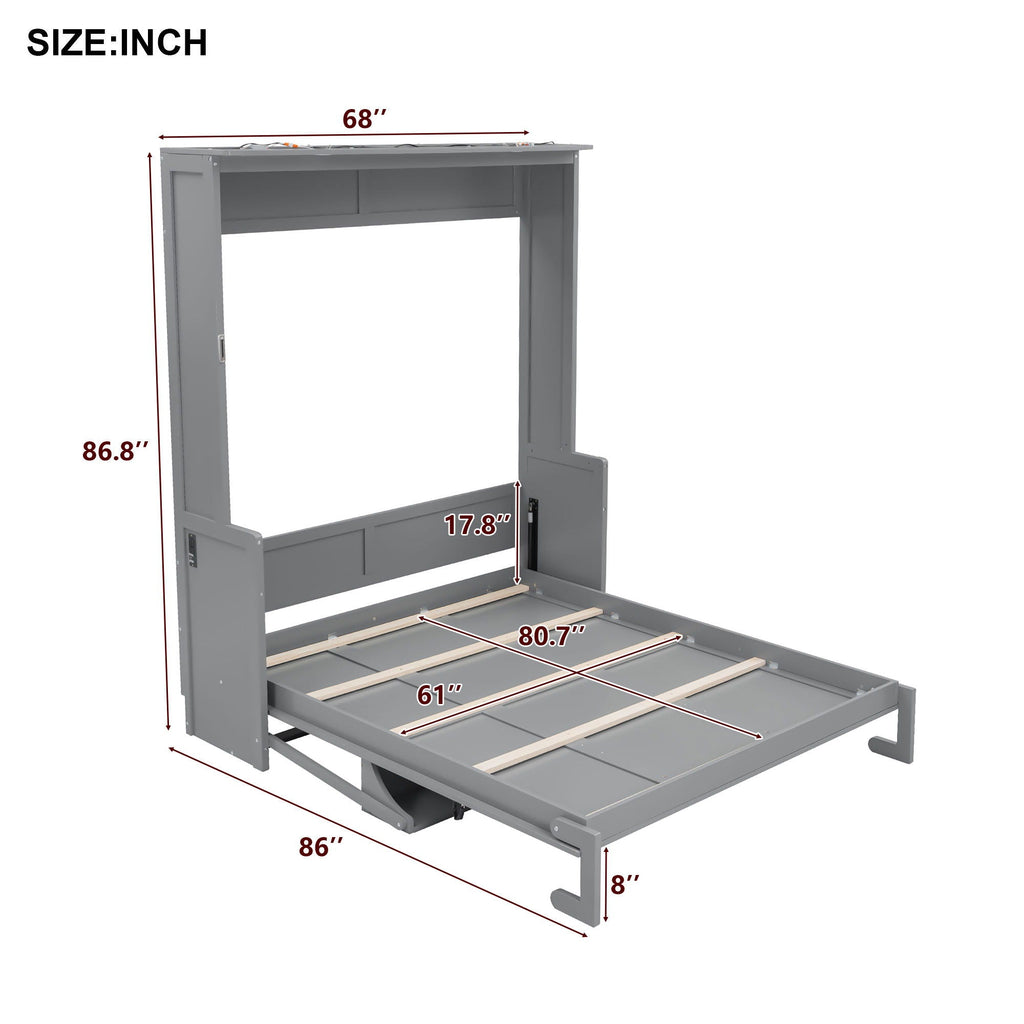 Murphy Bed With Desk, LED Lights & USB Charging Station
