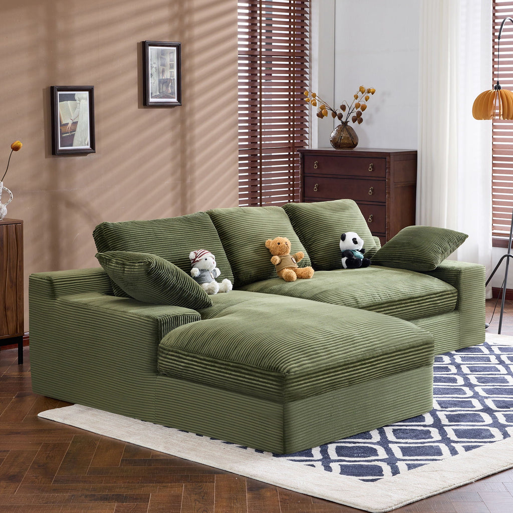 Compressed Sofa With 3 Back Cushions, 2 Throw Pillows