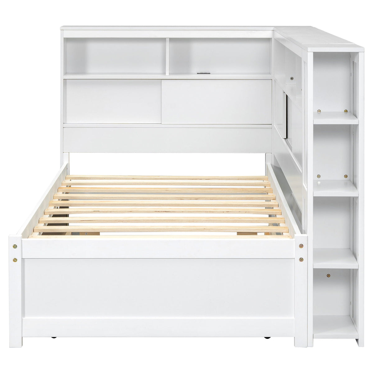 Daybed With Storage Shelves, USB Charging, And Trundle Bed