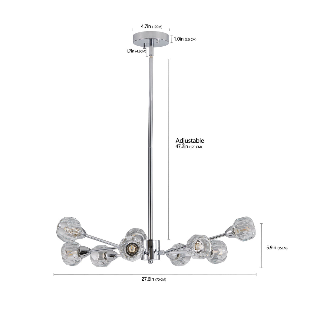 28" Modern Crystal Chandelier With 9 Lights
