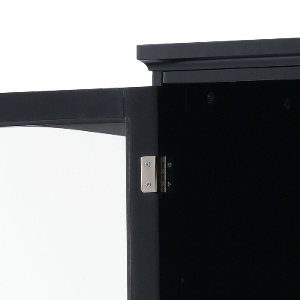 Tall Bathroom Storage Cabinet With Glass Doors, Free-Standing, Two Drawers, And Adjustable Shelves, Board, Painted Perfect For Displaying Your Favorite Items