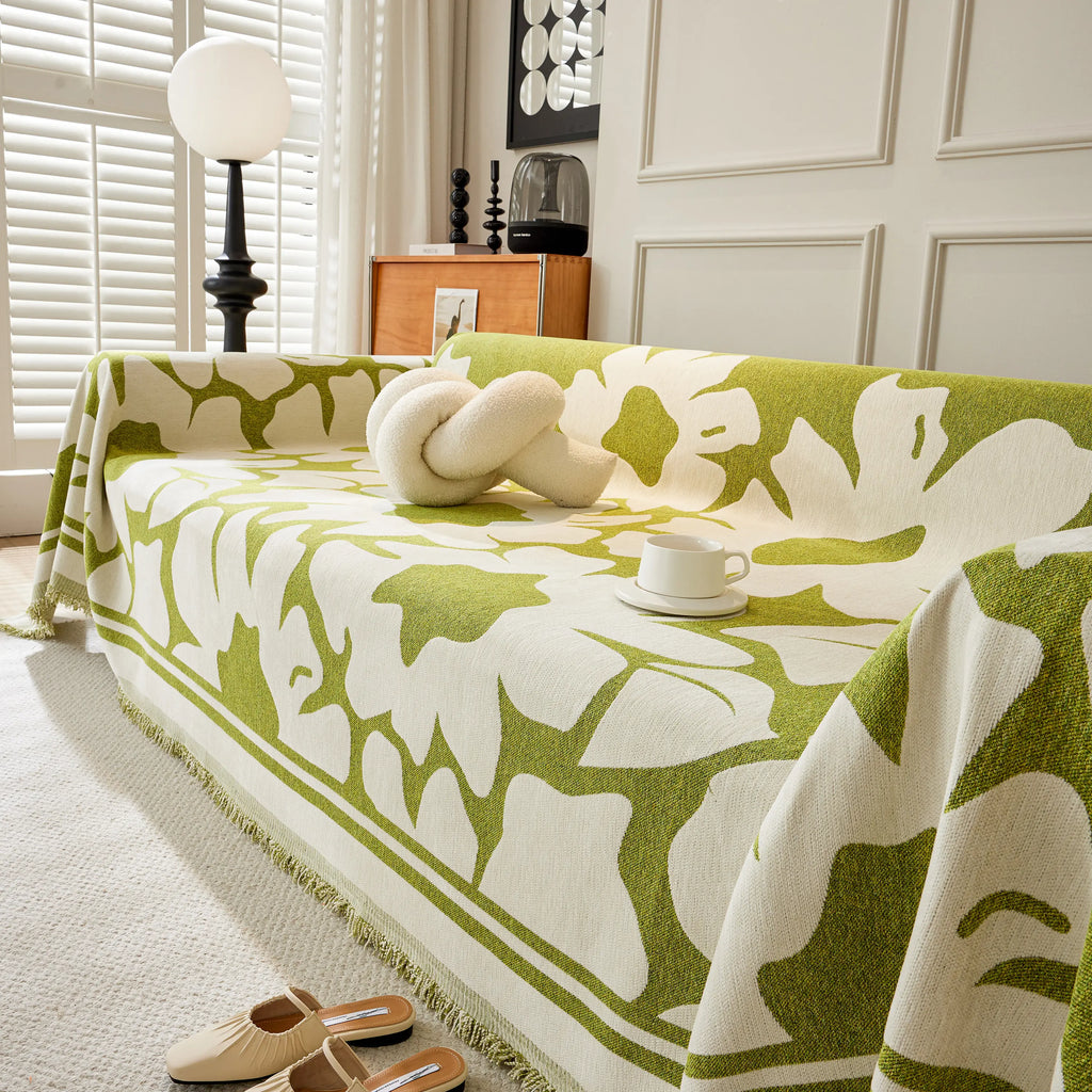 Chenille Floral Soft Thick Reversible Blanket Covers for Couch, Couch Protector Blanket Cover Sofa