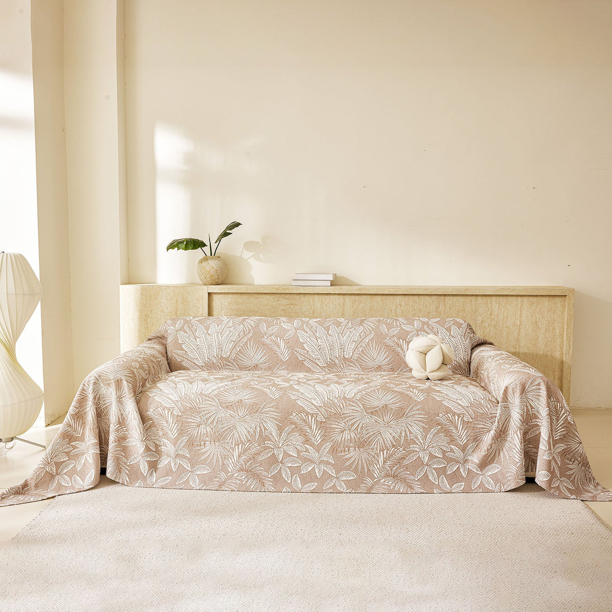 Tropical Botanical Leaf Texture Furniture Protector Blanket Soft Breathable Sofa Cover