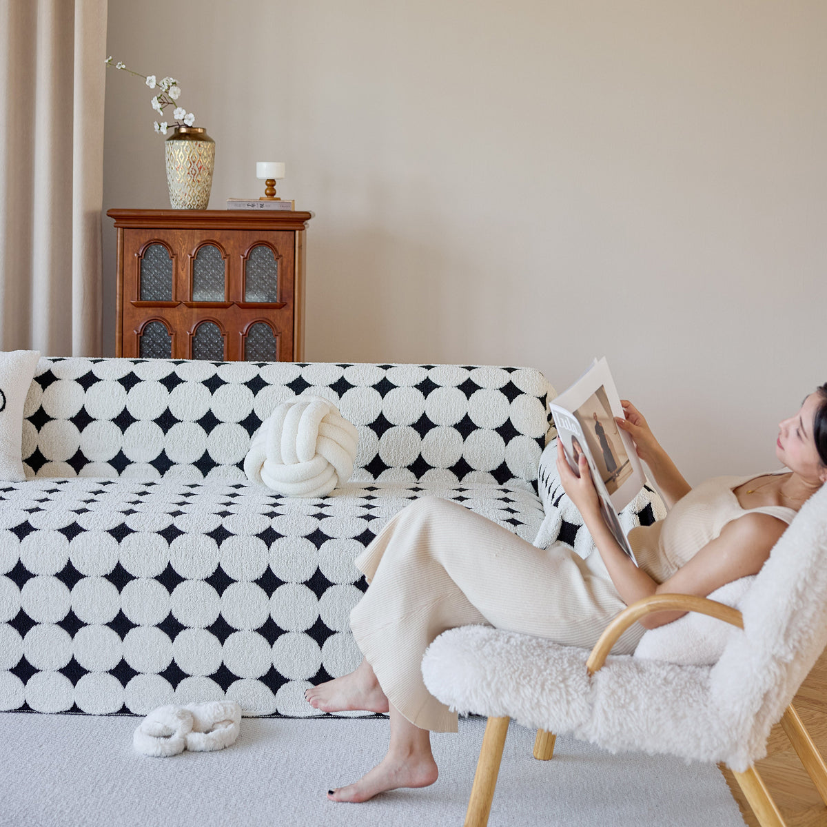 Geometric Jacquard Plush Warm Sofa Couch Cover Coral Fleece Throw Blanket for Couch