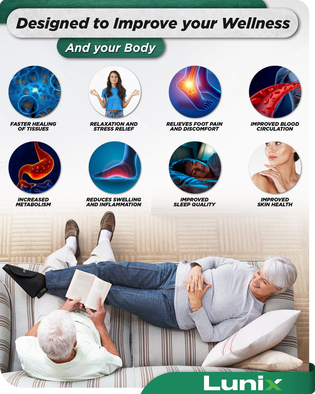 LX24 Red Light Therapy for Feet,  Charcoal Black