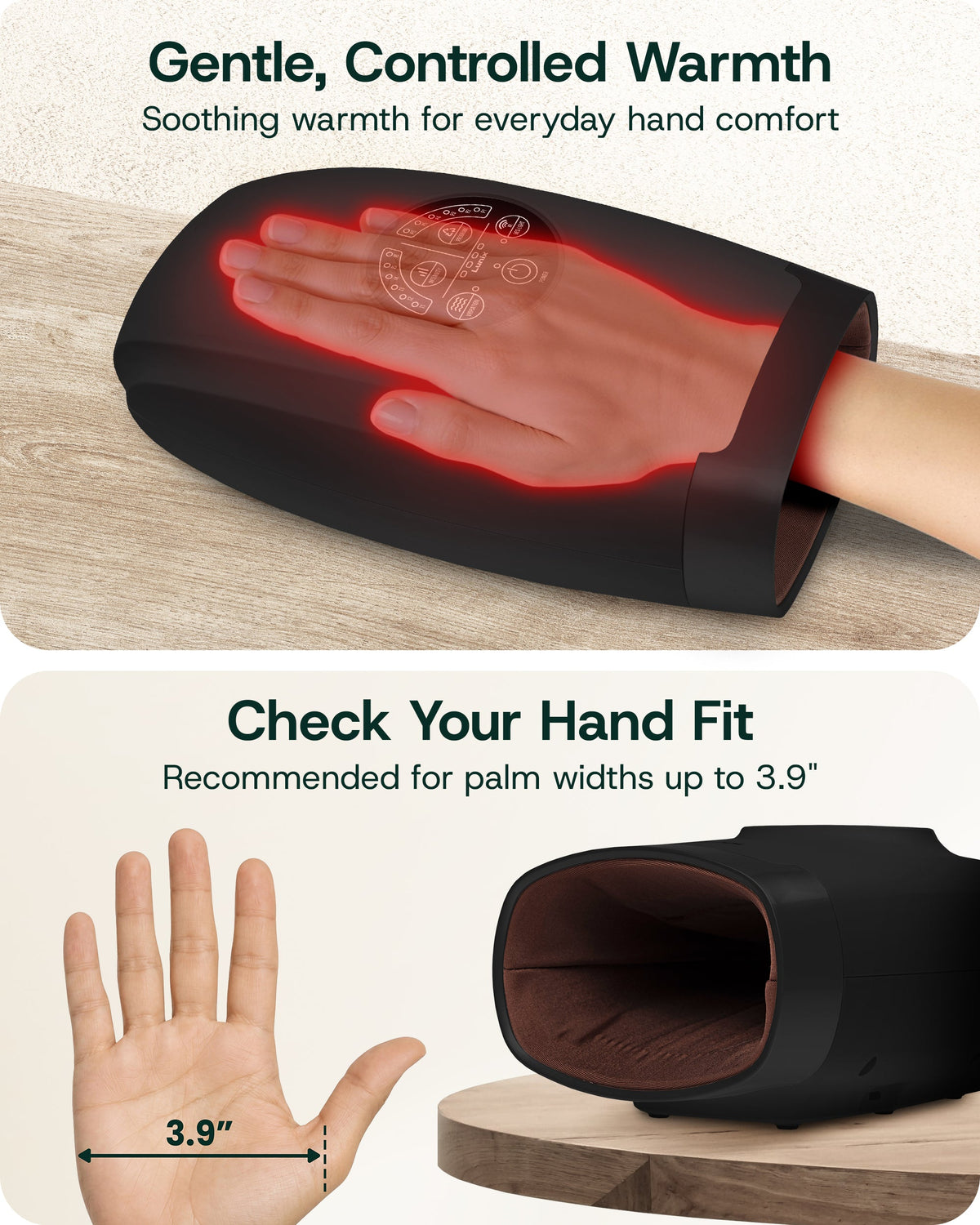 Lunix LX33 Hand Massager with Red Light Therapy, Carpal Tunnel & Wrist Pain Relief Device, Charcoal Black