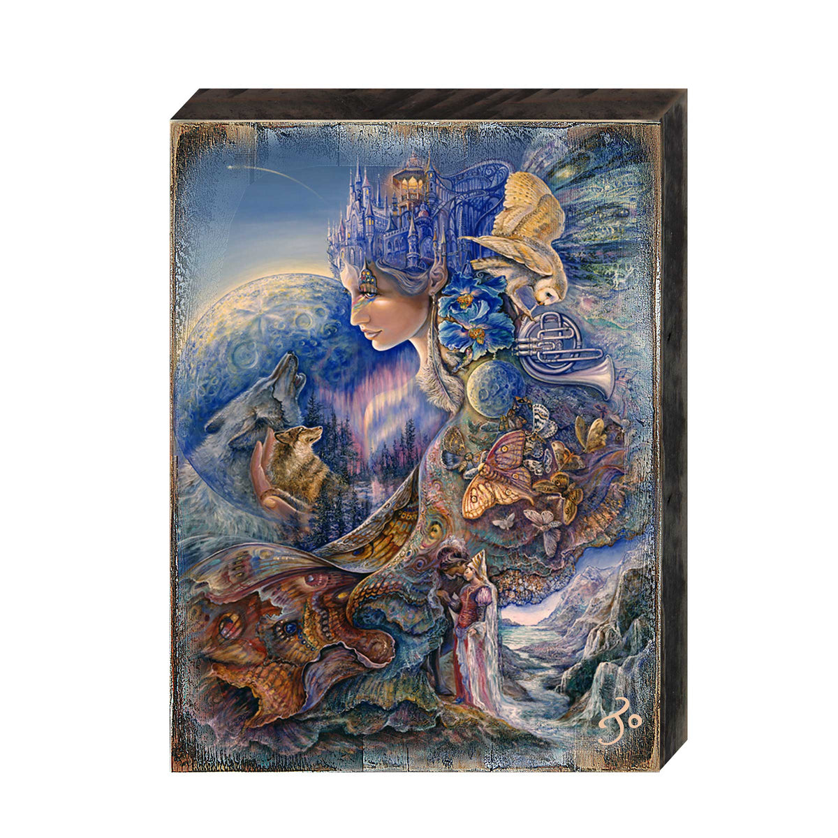 Once in a Blue Moon Fantasy Wooden Wall Art by Josephine Wall - Fantasy Decor - 852122-JW