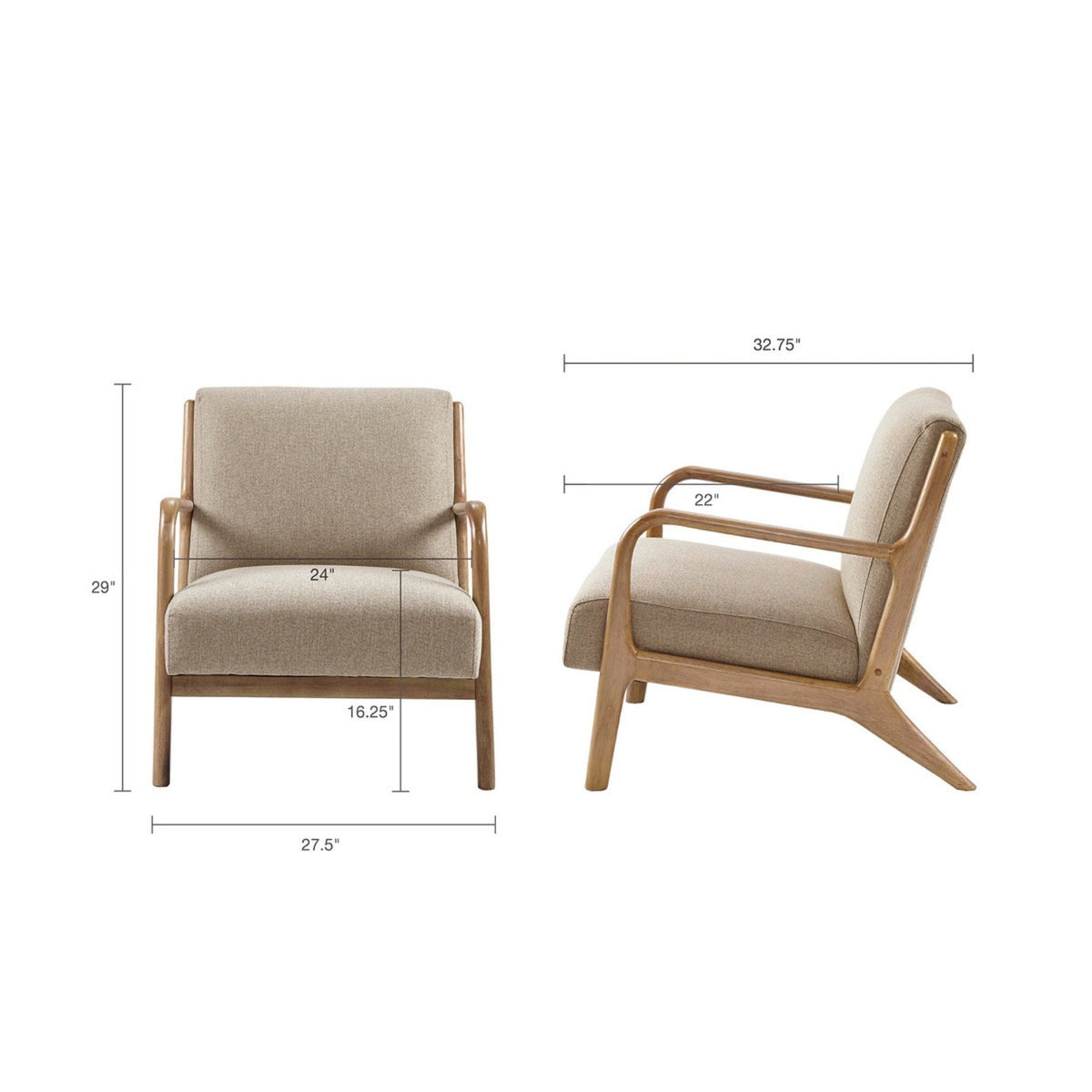 Mid-Century Style Lounge Chair With Upholstered Seat