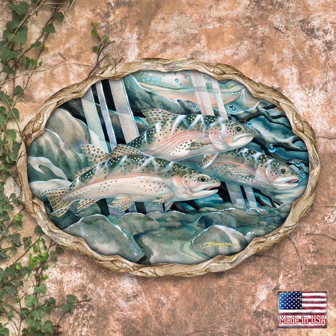 Catch the Rainbow Trout Wildlife Wall Art - J. Bergsma - Wildlife Holiday Decor - 8591674W-JB