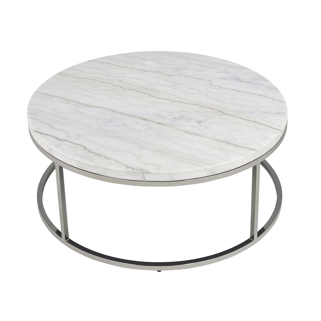 Zaidee Marble Top Nickel Coffee Table - White