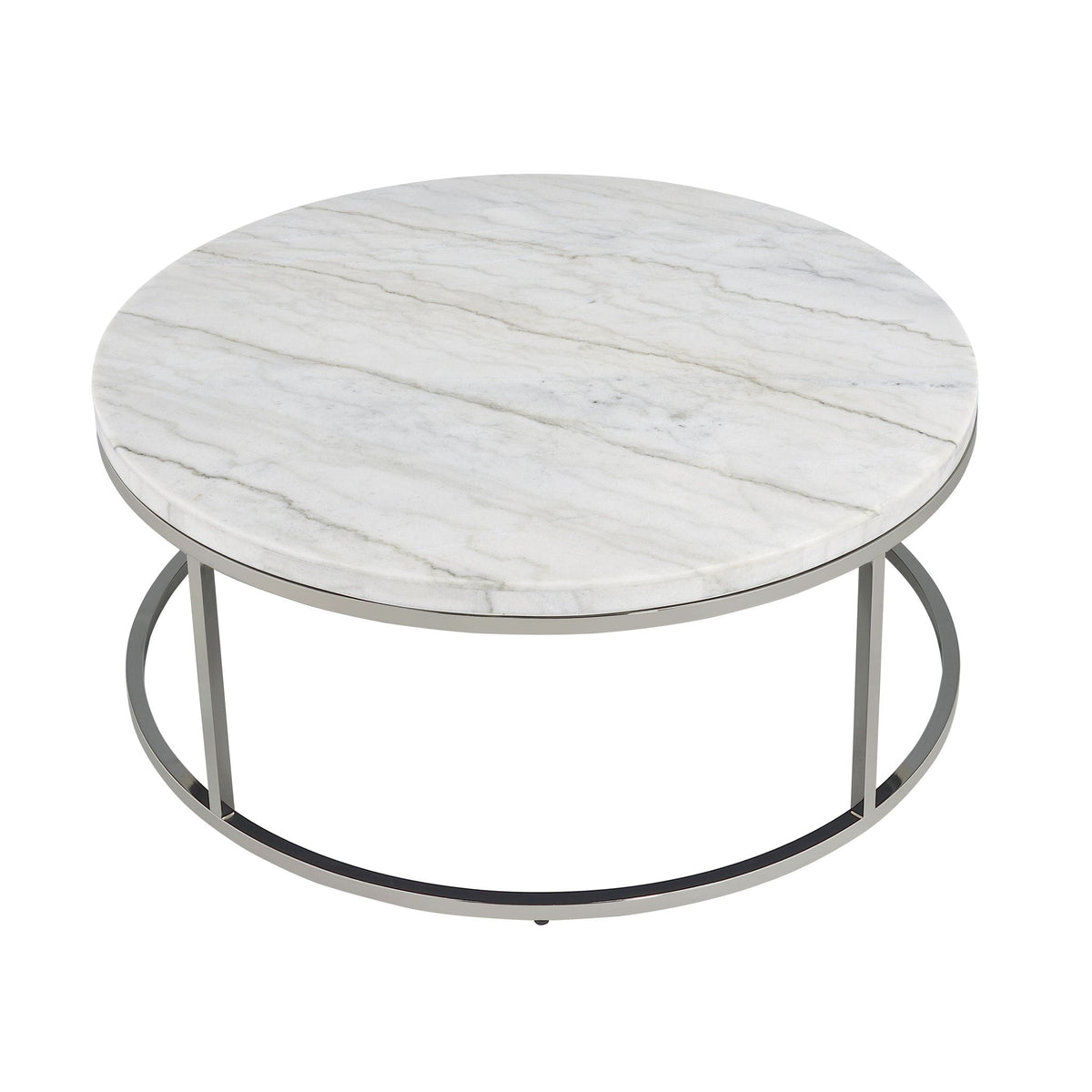 Zaidee Marble Top Nickel Coffee Table - White