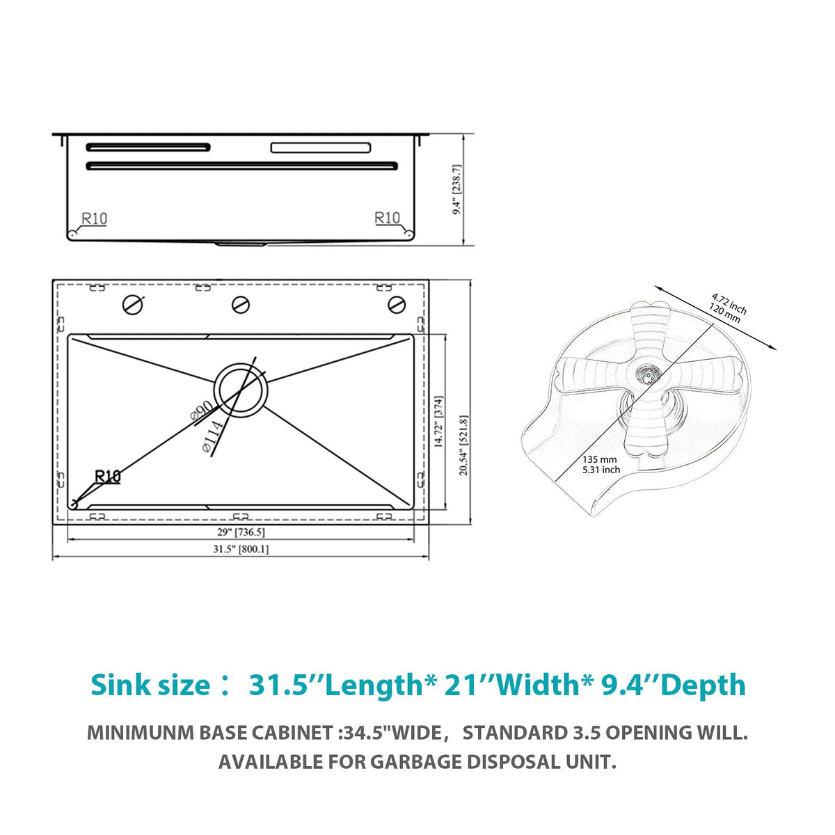Drop In Waterfall Kitchen Sink With Pull-Out Faucet & Cup Washer
