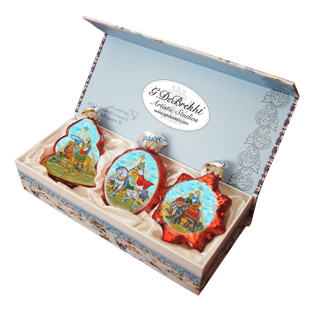 Three Kings Mercury Glass Ornaments Set of 3 by G. DeBrekht - Nativity Holiday Decor - 770102S3