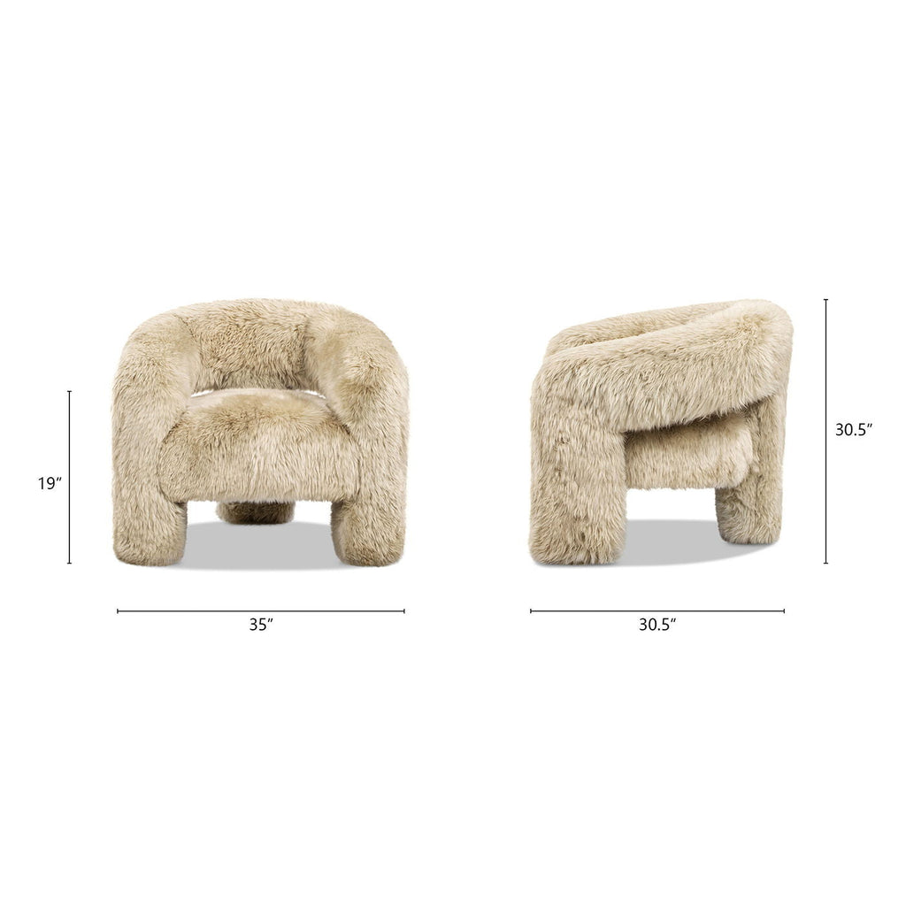 Avalon - Genuine Sheepskin Fur Split Barrel Back Accent Chair - Natural Blonde