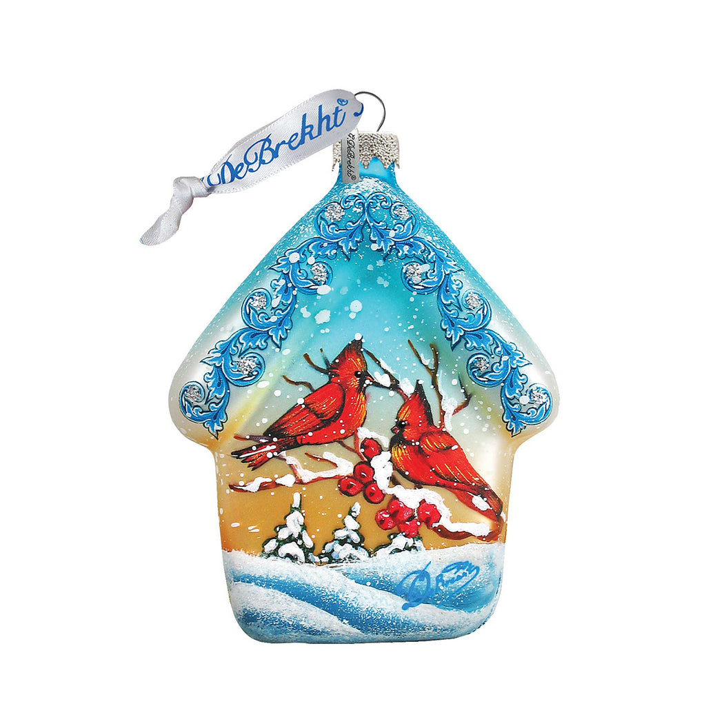 Cardinal House Mercury Glass Ornament by G. DeBrekht - Wildlife Holiday Decor - 739421