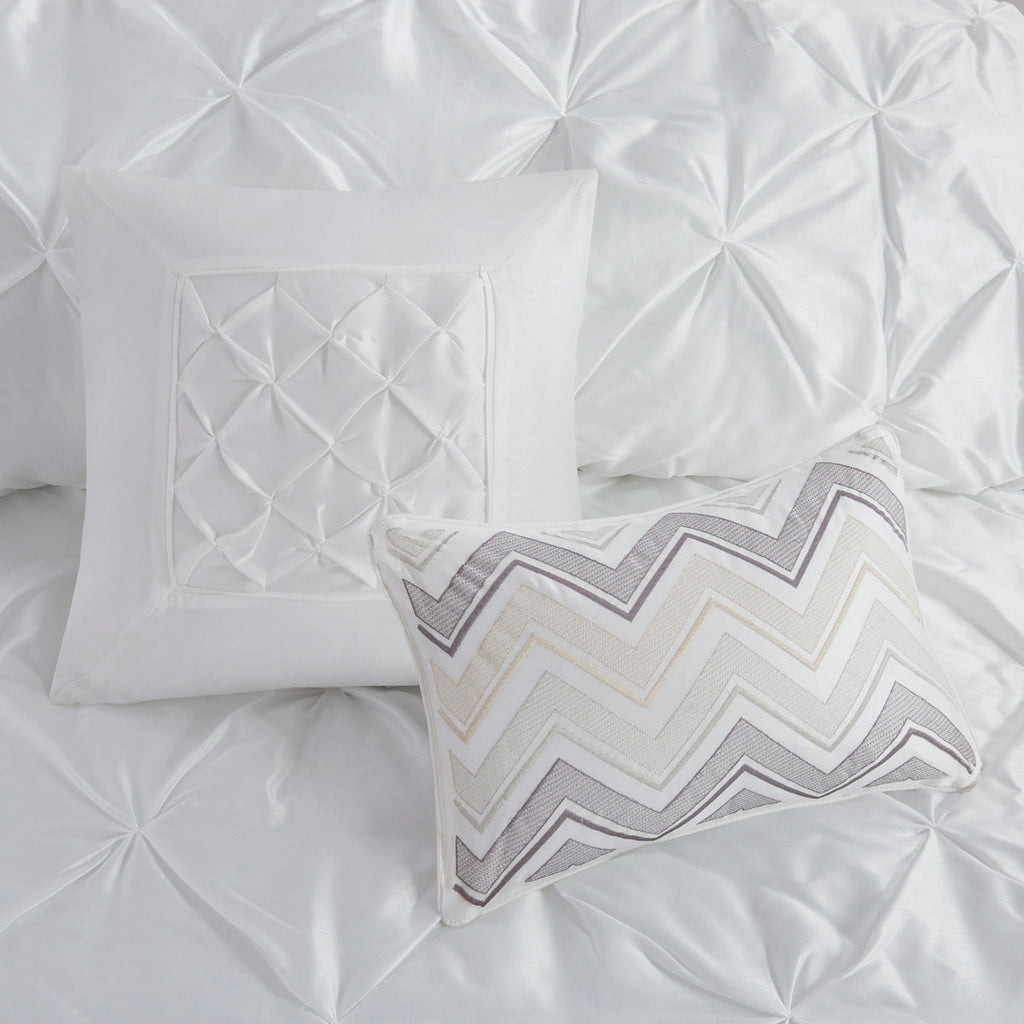 7 Piece Tufted Comforter Set White