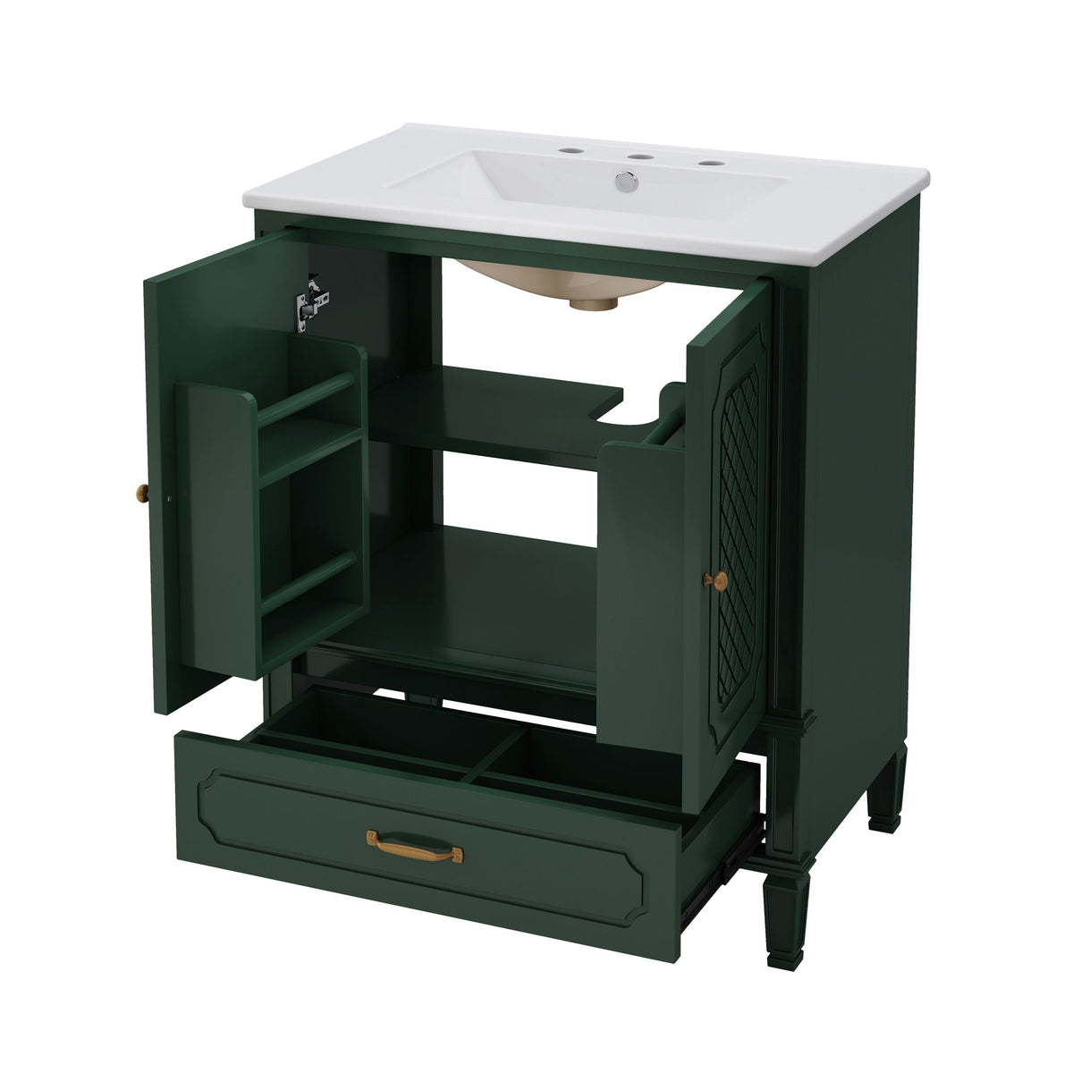 Bathroom Vanity With Sink, Soft Closing Door, Multi Functional Storage