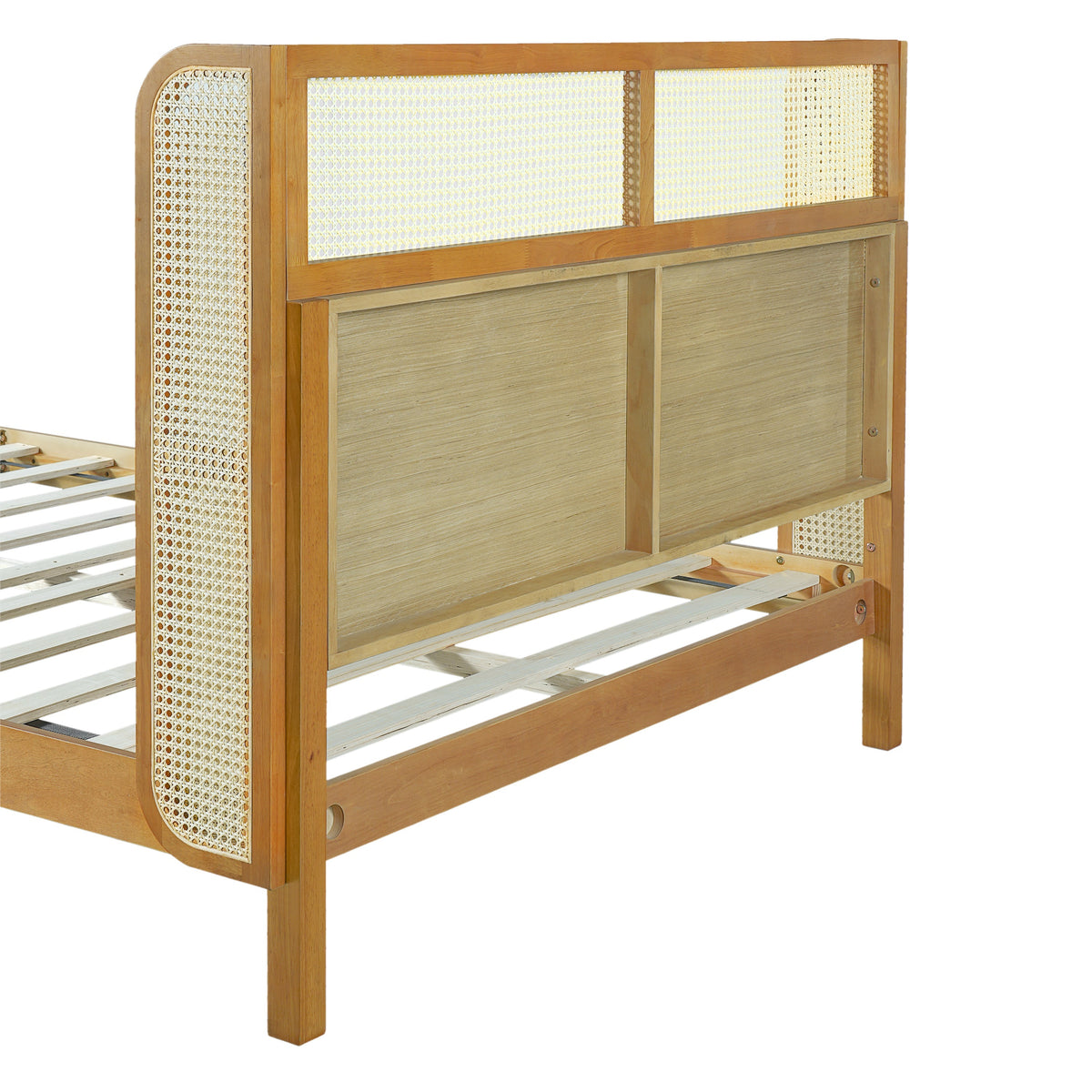 Premium Rubber Wood Platform Queen Bed Frame with Headboard