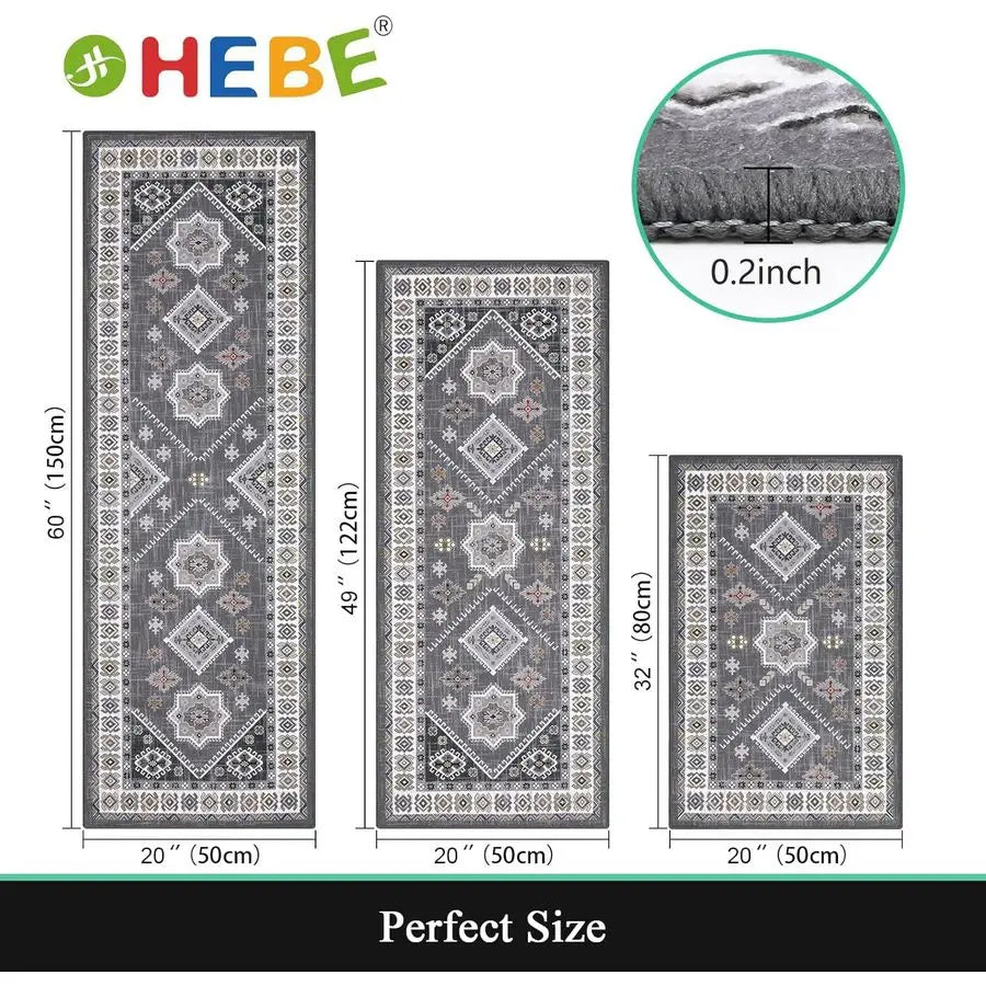 Boho Kitchen Rug Sets 3 Piece with Runner Non Slip Kitchen Rugs and Mats Washable Kitchen Mats for Floor Thick Kitchen Floor Mat