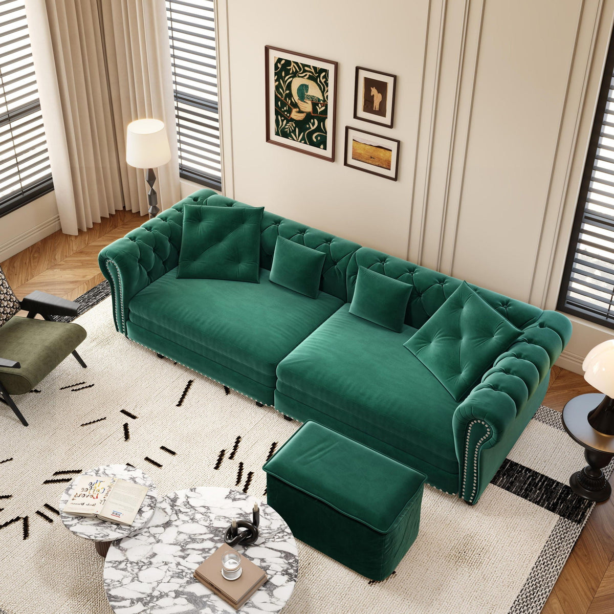 3 In 1 Pull Out Sofa Bed With Movable Ottoman