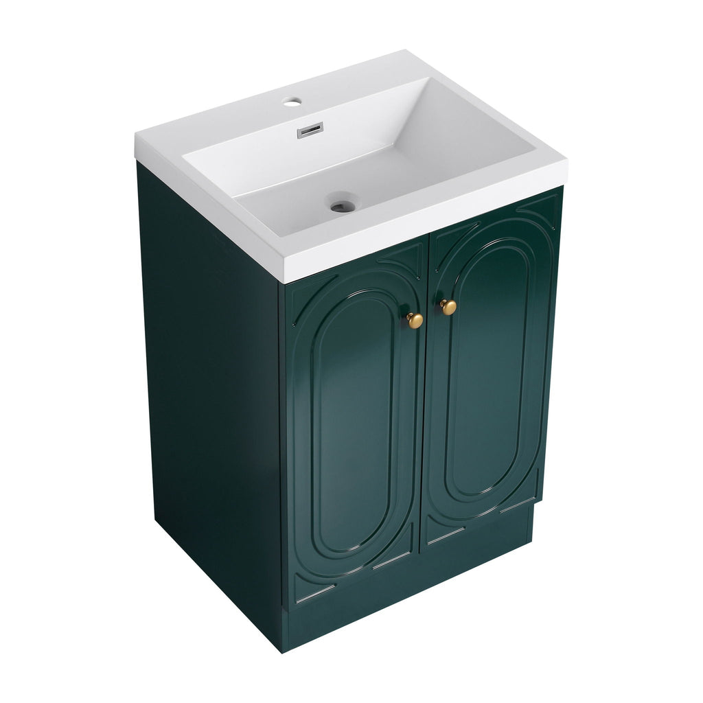 Contemporary Freestanding Bathroom Vanity With Resin Sink & Soft-Close Cabinet Doors