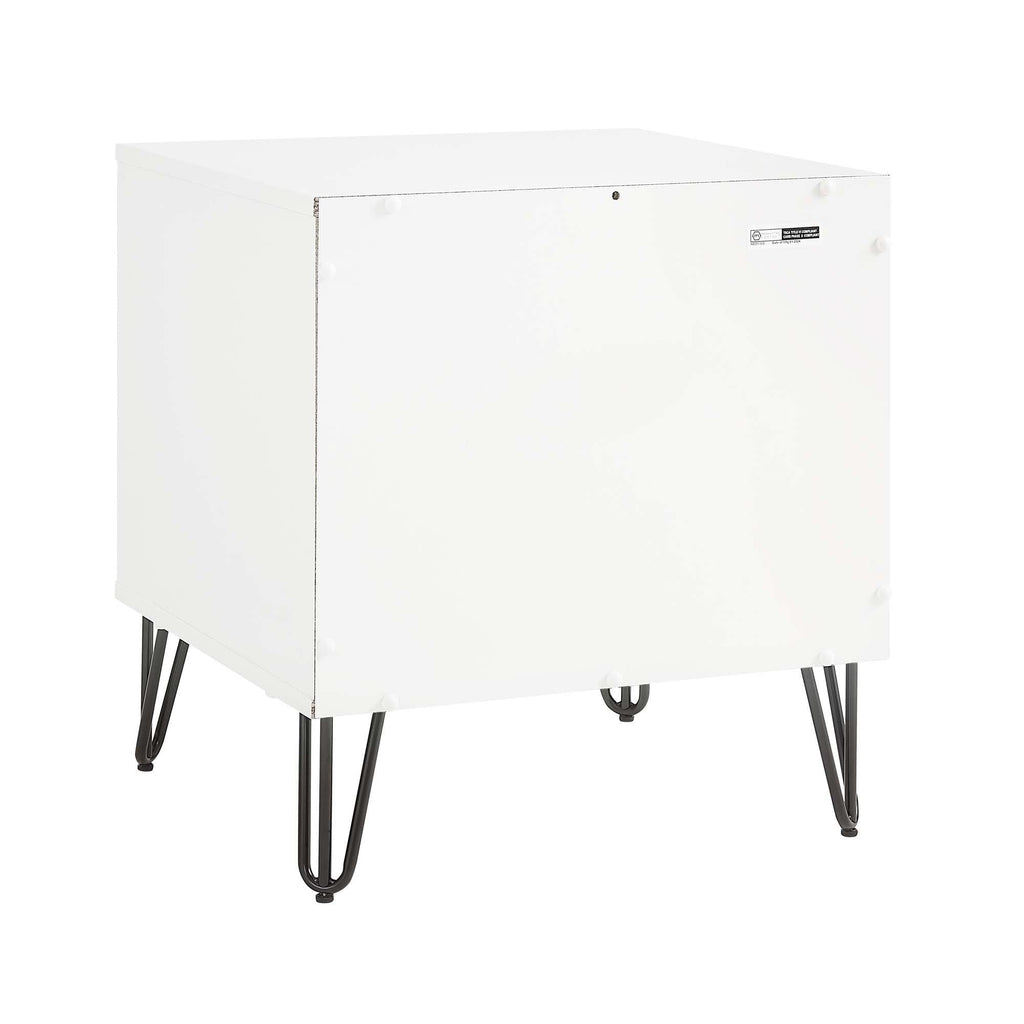 Dumbo - Fluted Nightstand With 2 Drawers - Gray / White