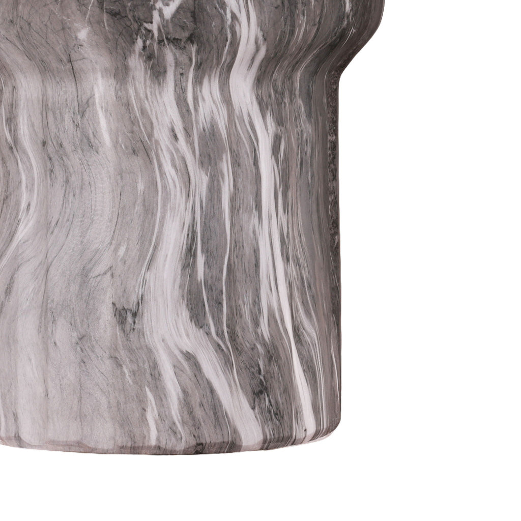 Round Geometric Outdoor End Table - Marble