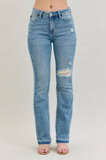 Daria - Mid Rise Destroy & Released Hem Bootcut Jeans