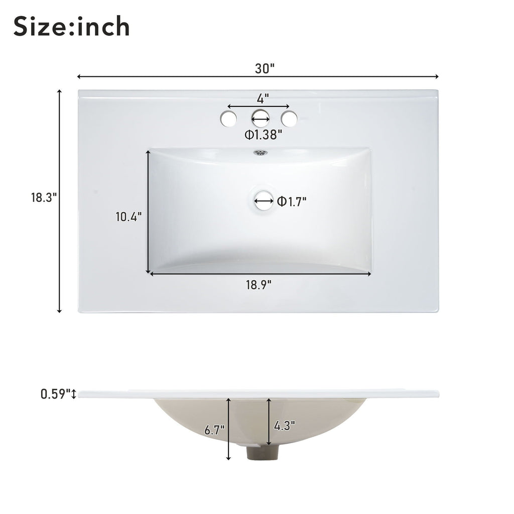 Bathroom Vanity & Tall Storage Cabinet Set With Doors, Adjustable Shelves, Soft Close Hinges, Sink