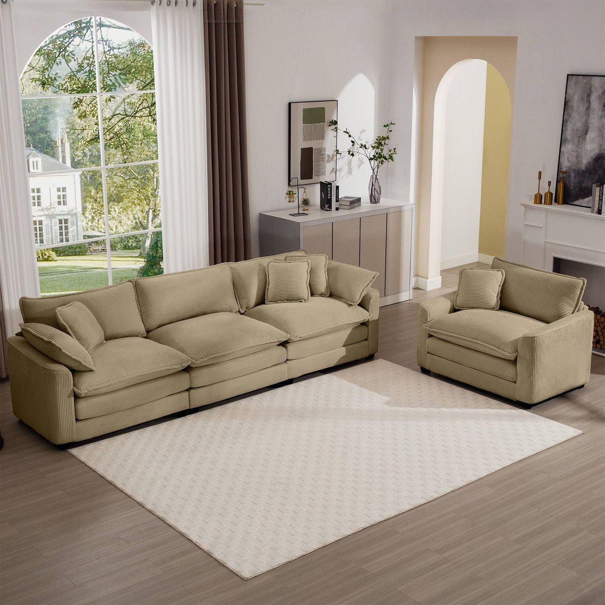 Elegant Oversized Sectional Sofa Set With Deep Seats And Flexible Layout