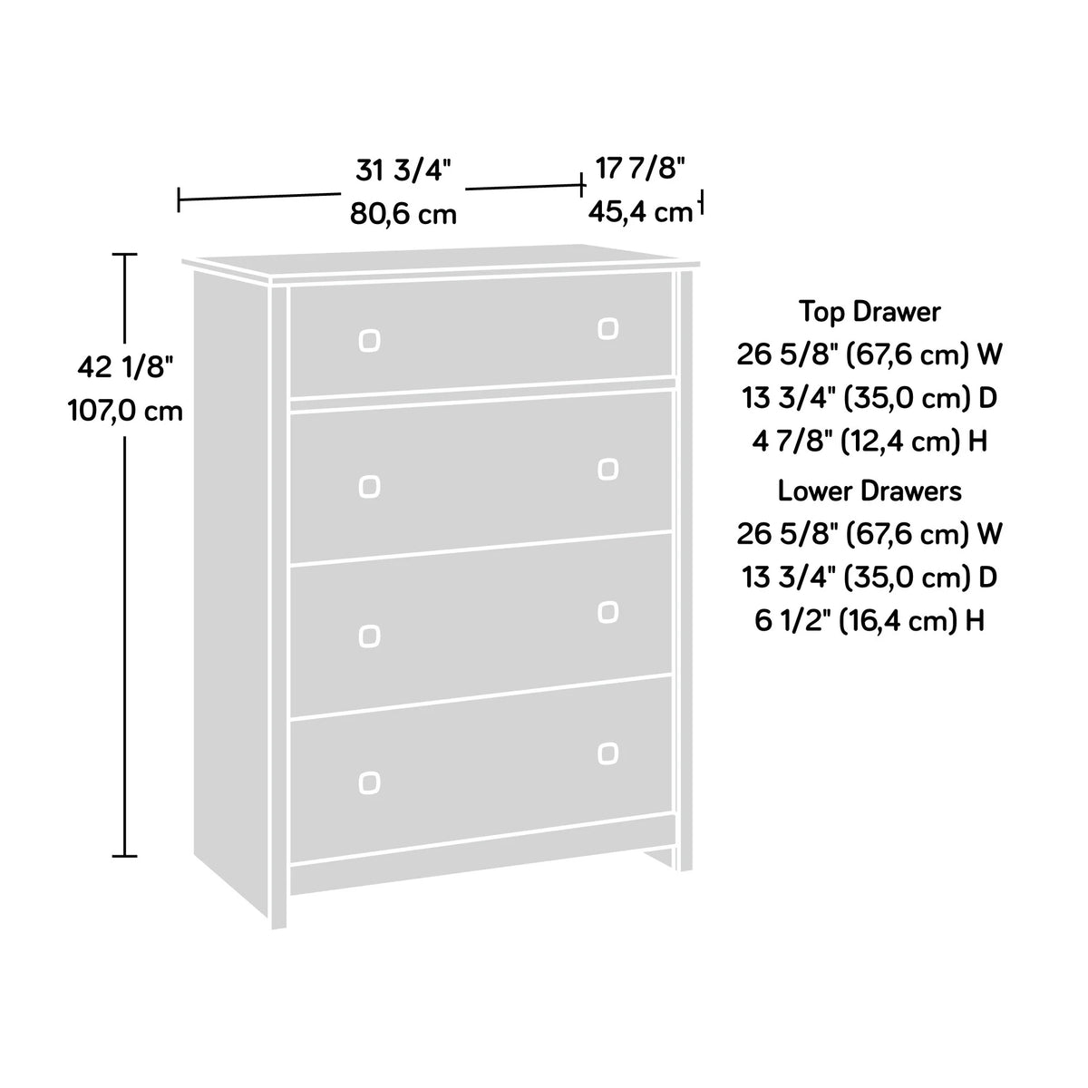 River Ranch 4-Drawer Dresser Dresser, White Plank Finish