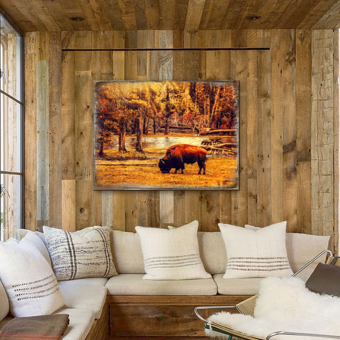 Bison Art Wooden Wall Art by Nature Wonders - Nature Wildlife Decor  - 95293B