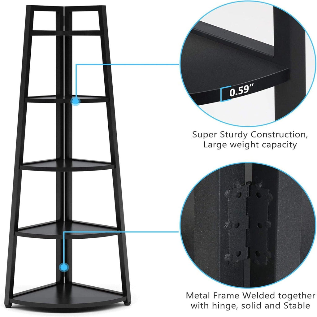 Tall 5 Tier Corner Bookshelf For Living Room