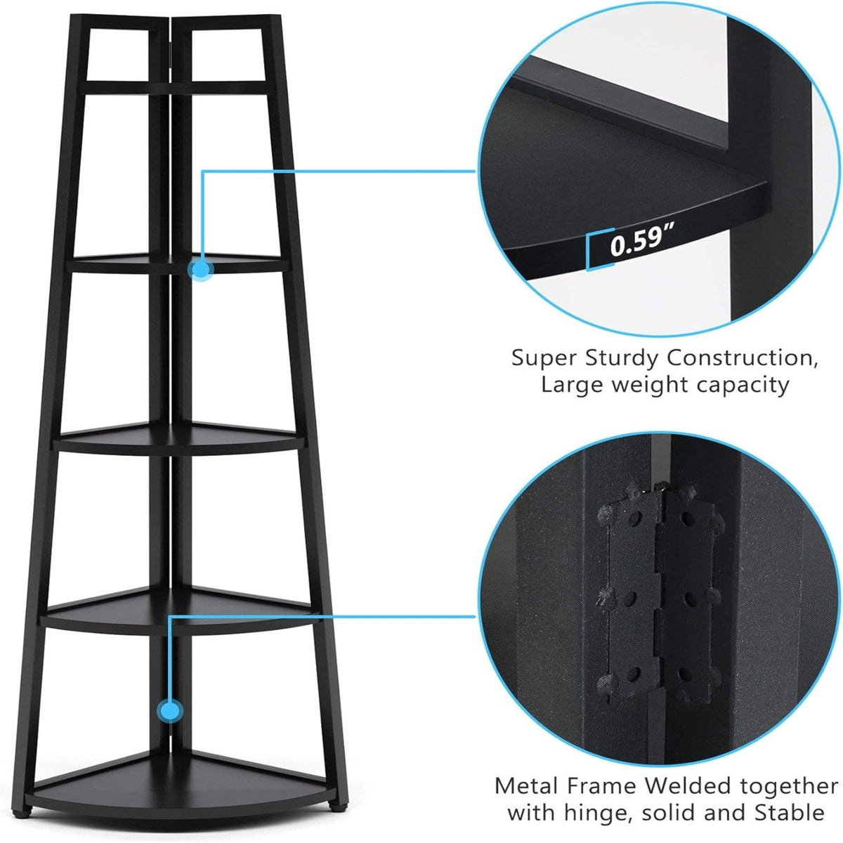 Tall 5 Tier Corner Bookshelf For Living Room