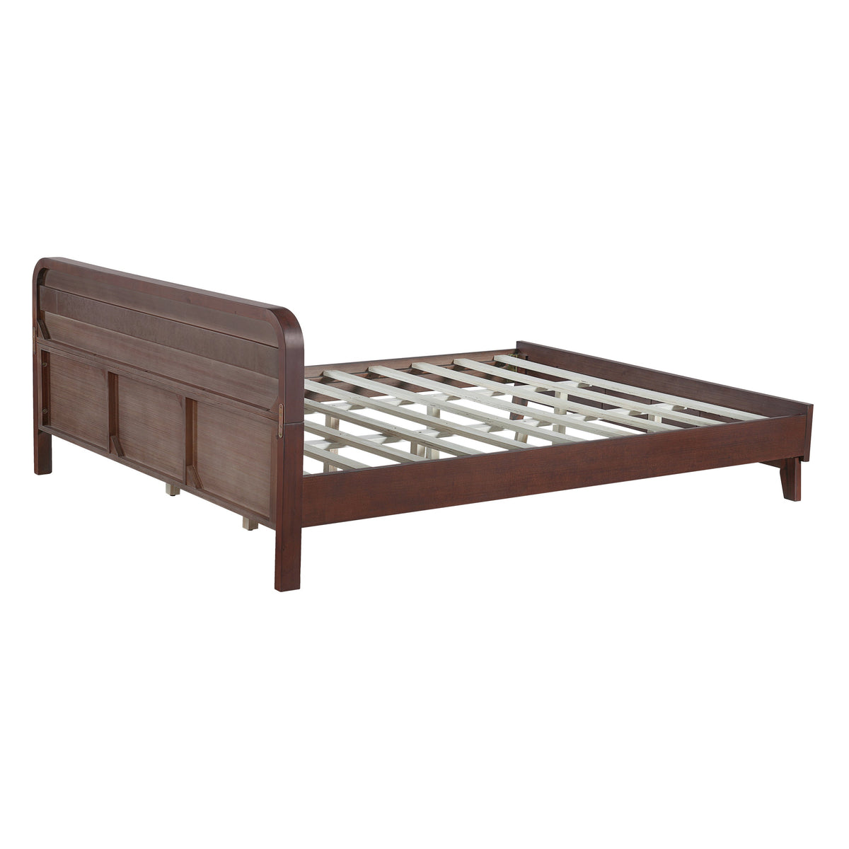 Pine Solid Wood Queen Size Bed, Dark Walnut