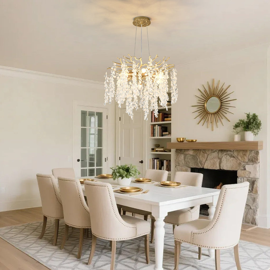 6-Light Chandelier Crystal Ceiling Lamp in Gold
